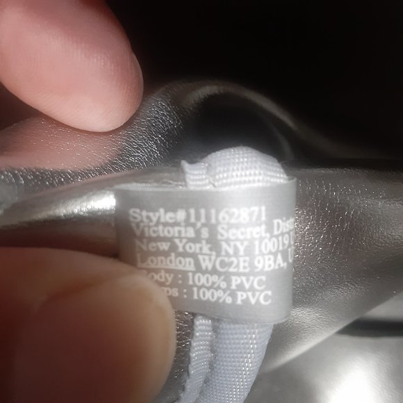 NWOT Victoria's Secret Weekender PVC Black and Silver Tote Bag - Picture 6 of 6